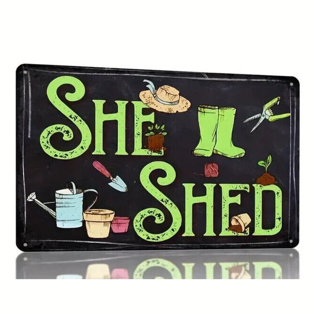 She Shed Vintage Novelty Metal Sign 12" x 8" Wall Art Home & Garden:Home Décor:Plaques & Signs Style Your Walls